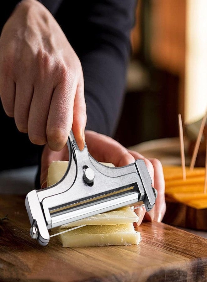 AIDOIT قطعتان من قطاعات الجبن، قطاعة جبن سلكية من الفولاذ المقاوم للصدأ من AIDOIT مع أداة تسوية الجبن، قطاعة جبن قابلة لتعديل السماكة مع 8 أسلاك إضافية للجبن الطري وشبه الصلب والصلب - Image 2