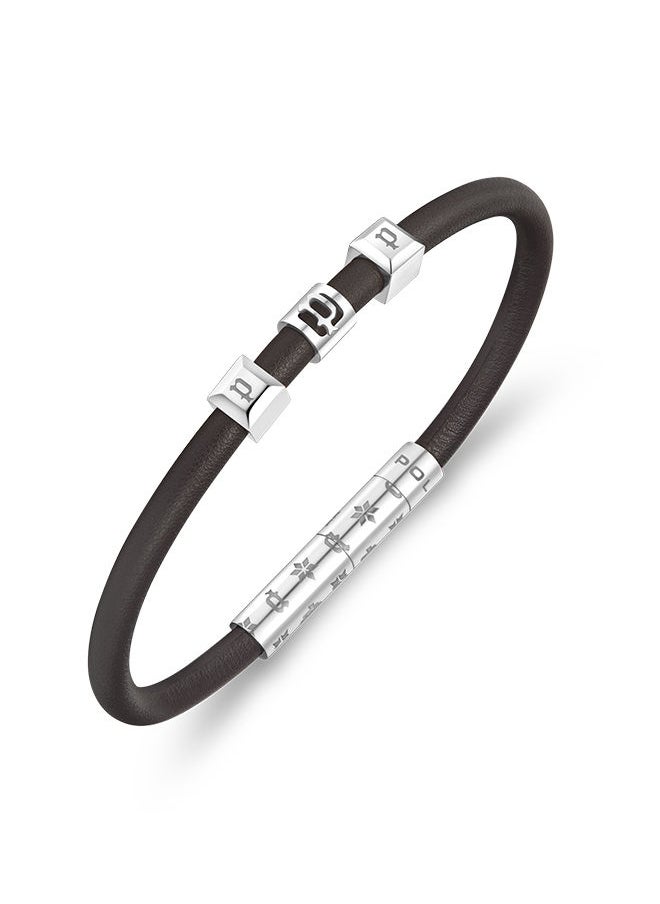 POLICE Flake Brown Leather With Stainless Steel Logo Gents BraceletPEAGB0033903  - Image 1
