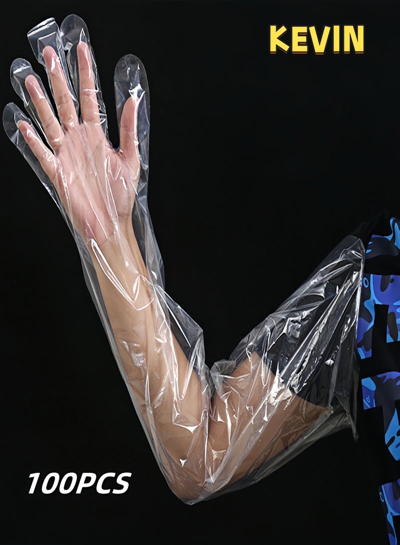 كيفن 50 عبوة قفاز طويل الذراعين مقاوم للماء يمكن التخلص منه, مع سوار مطاطي, قفازات التنظيف المنزلية سميكة, لغسل الأطباق في المطبخ، ومناولة الطعام، وقفازات غسل الخضراوات - Image 1