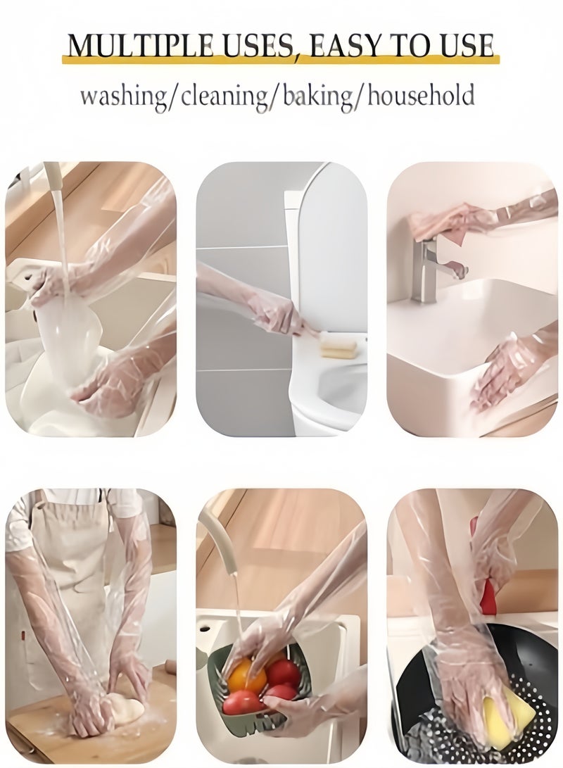 كيفن 50 عبوة قفاز طويل الذراعين مقاوم للماء يمكن التخلص منه, مع سوار مطاطي, قفازات التنظيف المنزلية سميكة, لغسل الأطباق في المطبخ، ومناولة الطعام، وقفازات غسل الخضراوات - Image 2