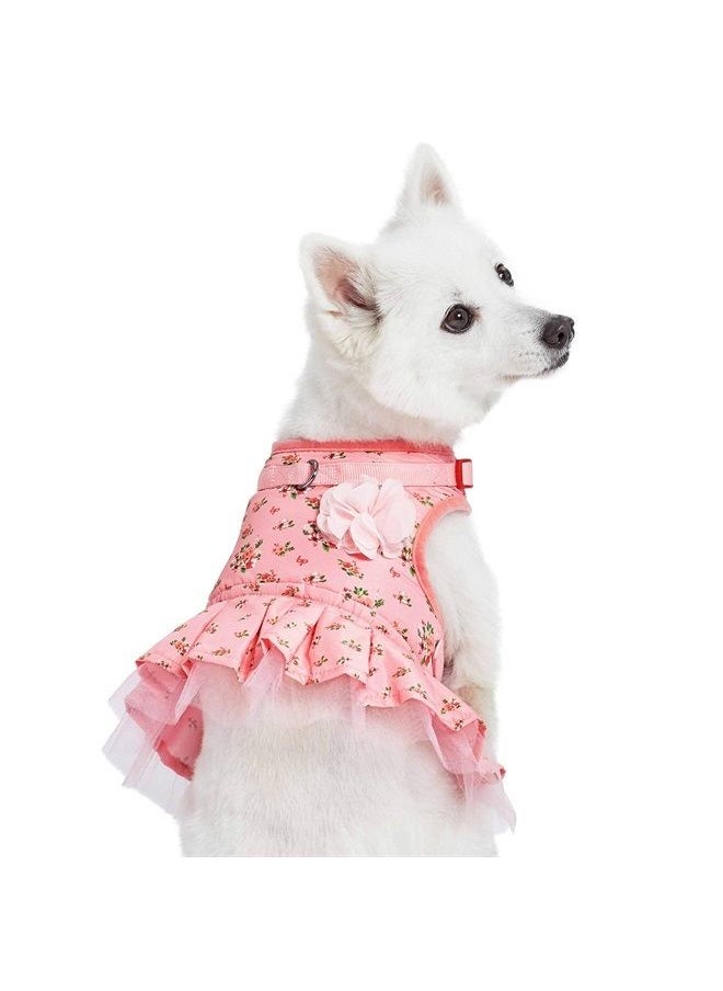 Blueberry Pet Soft & Comfy Spring Scent Inspired Floral No Pull Mesh Puppy Dog Costume Harness Dress, Rose Baby Pink, Chest Girth 14"-16", X-Small, Adjustable Harnesses for Dogs  - Image 1