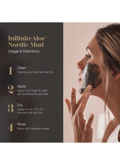 InfiniteAloe Nordic Mud Face Mask Skin Care Treatment. Peat + Charcoal Face Mask For Face + Body Suitable For All Skin Types 4 Oz. A Part Of The Everyday Hero Line Of Products By Ia  - Image 2