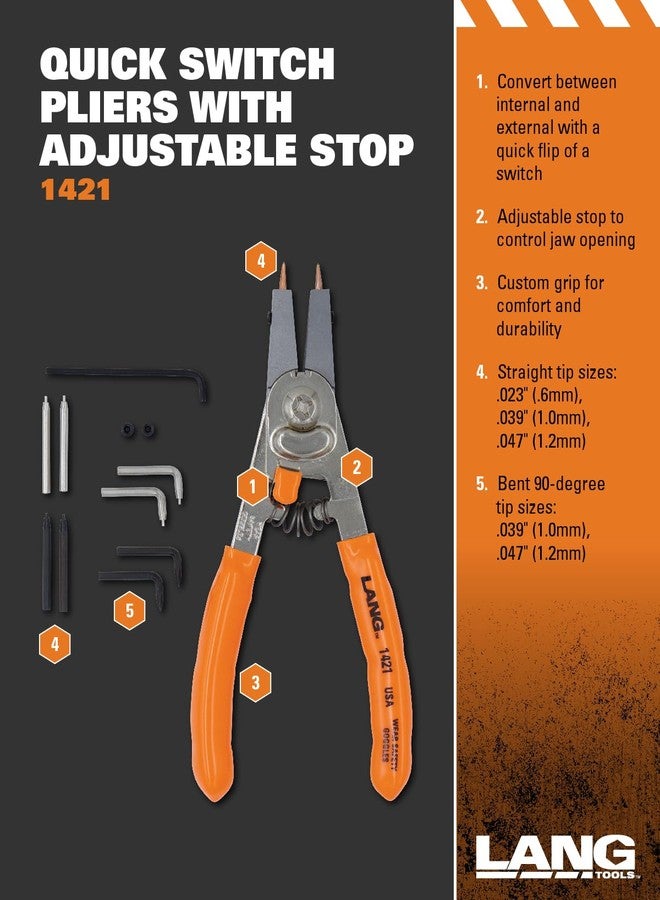 Lang Tools 1421 Internal/External Quick Switch Retaining Ring Pliers - Image 5
