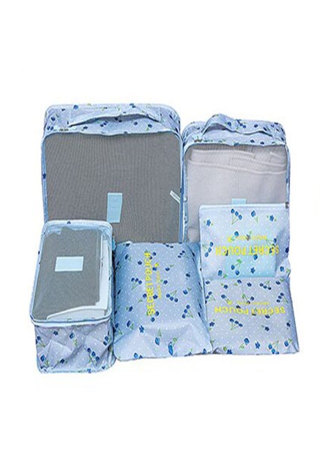 Keetly Travel Storage Cubes || Printed Clothes Packing Cubes || Space Savers Bags || Cosmetics Underwear Socks Shoes || Polyester Organizer Pouch pack of 6 - Image 1