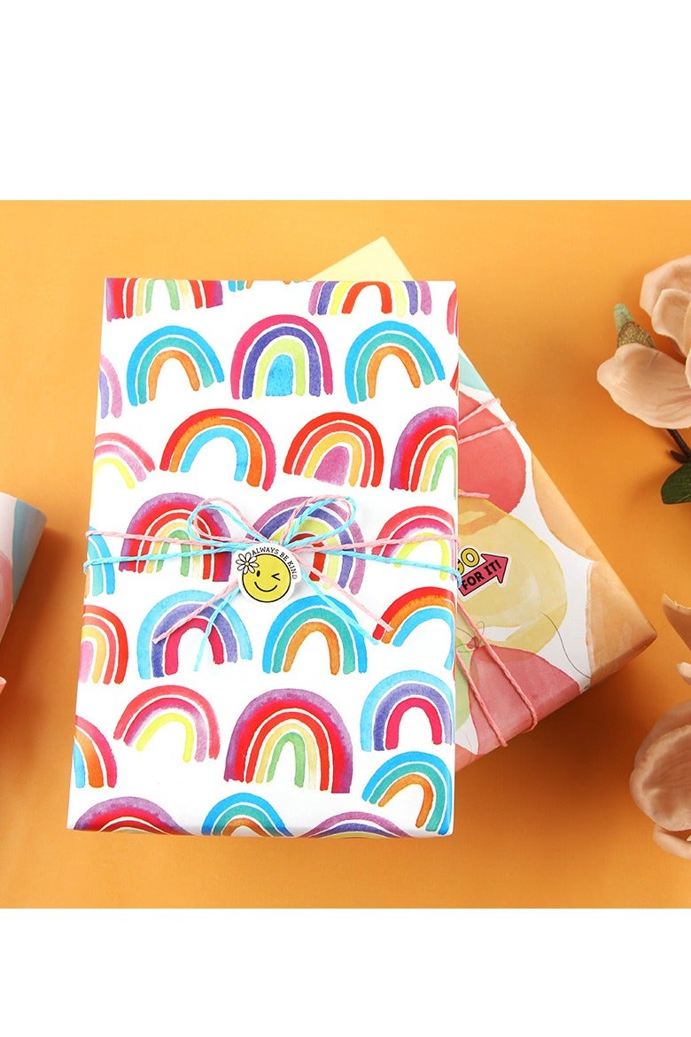 6 من ورق تغليف الهدايا، مع حبل وملصق وشريط لحفلات عيد الميلاد والزفاف والتخرج وعيد الفطر، كل ورقة بحجم 50 سم × 70 سم. - Image 5