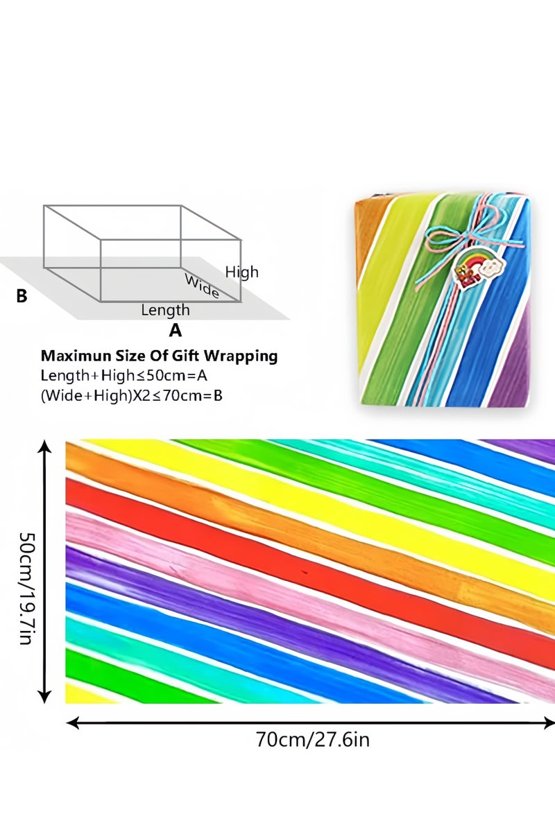 6 من ورق تغليف الهدايا، مع حبل وملصق وشريط لحفلات عيد الميلاد والزفاف والتخرج وعيد الفطر، كل ورقة بحجم 50 سم × 70 سم. - Image 2