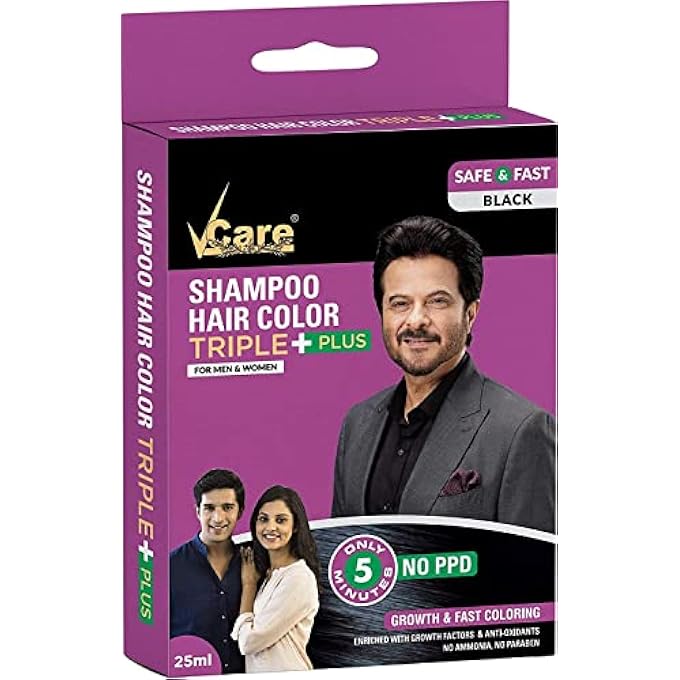 VCare PACK OF 8 SHAMPOO HAIR COLOR BLACK - 25ML + FREE VETIVER BATH SCRUB - Image 2