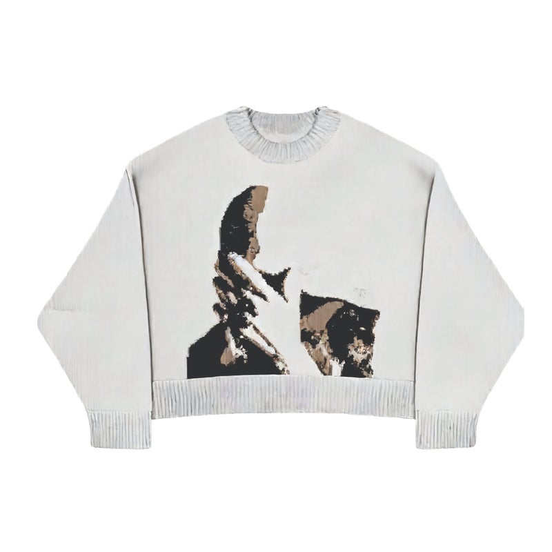 Oversized Round Neck Pullover Sweater, Casual Knit Top for Women - Image 1