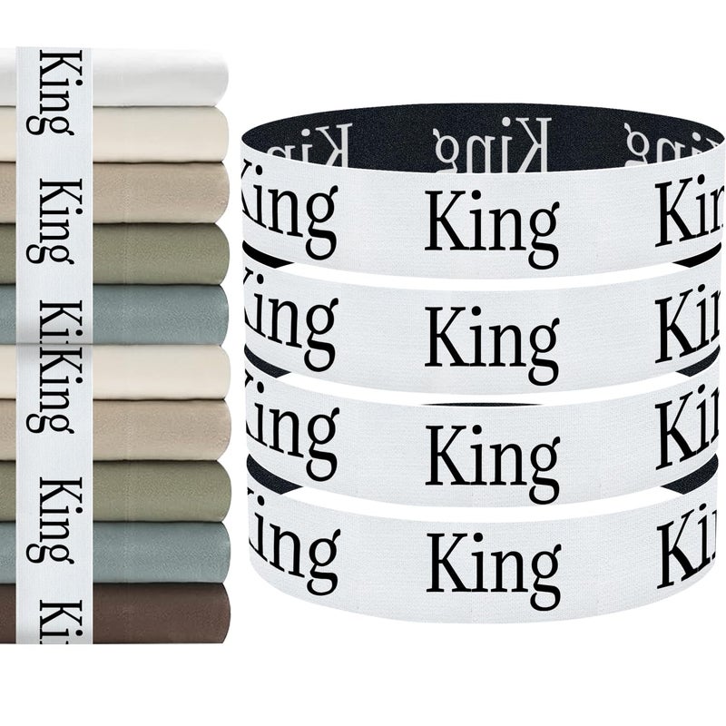 Bozenu Sheet Organizers and Storage Bands Elastic Bed Sheet StrapsSheet Storage Organizer for Linen Closet 4 Pieces King