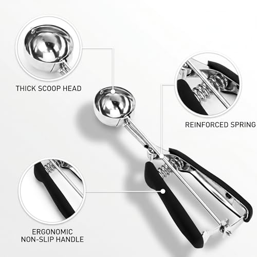 OSHLANT Cookie Scoop, 18/8 Stainless Steel Cookie Scooper, Cookie Scoops for Baking, 1 Tbsp/ 15 ml / 0.5 oz Cookie Dough Scoop, Ice Cream Scooper with Trigger Release, Cookie Scooper for Baking - Image 2