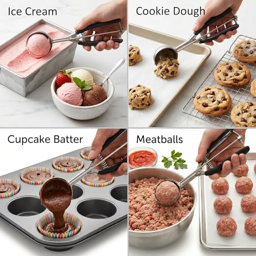 OSHLANT Cookie Scoop, 18/8 Stainless Steel Cookie Scooper, Cookie Scoops for Baking, 1 Tbsp/ 15 ml / 0.5 oz Cookie Dough Scoop, Ice Cream Scooper with Trigger Release, Cookie Scooper for Baking - Image 5
