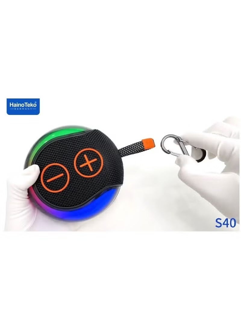 Haino Teko S40 Portable Wireless Bluetooth Speaker with HiFi Sound Quality, Button Control, and RGB Lighting – Compact, Stylish, and Rechargeable Bluetooth Speaker for Music, Outdoor Activities, Parties, Travel, and Home Entertainment – Loud Bass and Clear Audio  Green - Image 3
