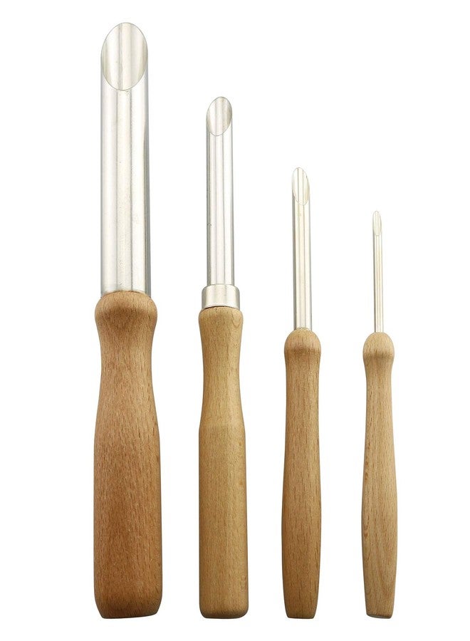 Tegg Round Hole Cutter 4 PCS Stainless Steel and Wood Circle Shaping Hole Cutters for Pottery Clay Sculpture - Image 1
