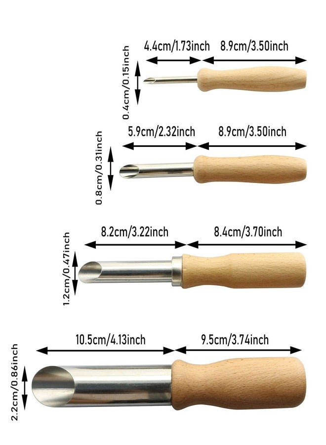 Tegg Round Hole Cutter 4 PCS Stainless Steel and Wood Circle Shaping Hole Cutters for Pottery Clay Sculpture - Image 3