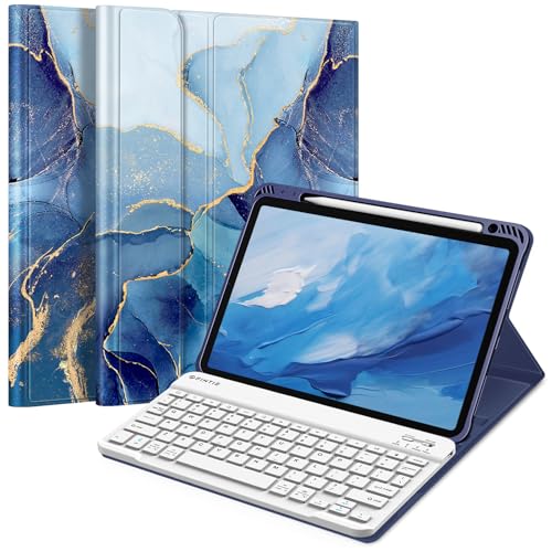 FINTIE Keyboard Case for iPad Air 11-inch M3 (2025) / M2 (2024), iPad Air 5th (2022) / 4th Generation 10.9 Inch - Soft TPU Cover w/Magnetically Detachable Bluetooth Keyboard, Ocean Marble - Image 1