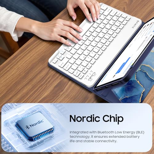FINTIE Keyboard Case for iPad Air 11-inch M3 (2025) / M2 (2024), iPad Air 5th (2022) / 4th Generation 10.9 Inch - Soft TPU Cover w/Magnetically Detachable Bluetooth Keyboard, Ocean Marble - Image 3