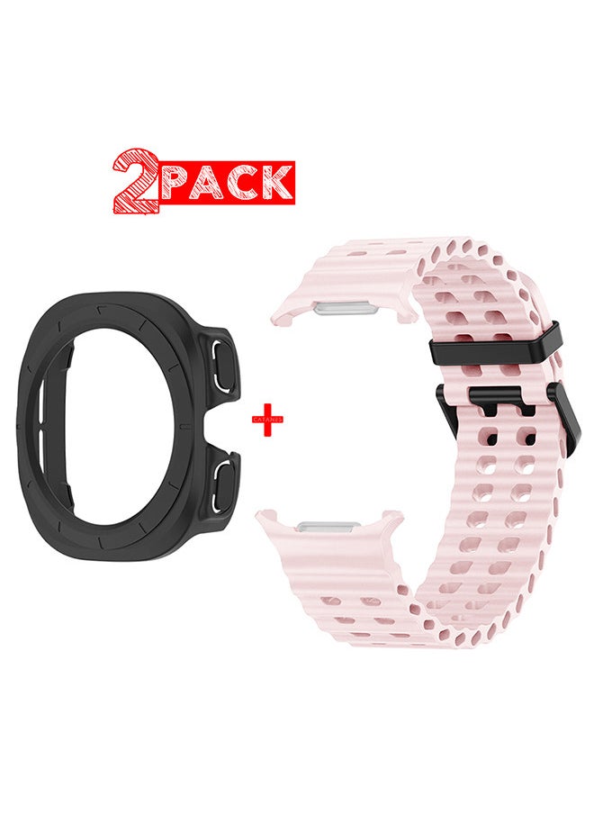 CATANES (for Samsung Galaxy Watch 7 Ultra 47mm) 2 Packs Silicone Band and Case, Soft Ocean Silicone Sport Strap Replacement Accessory  - Image 1