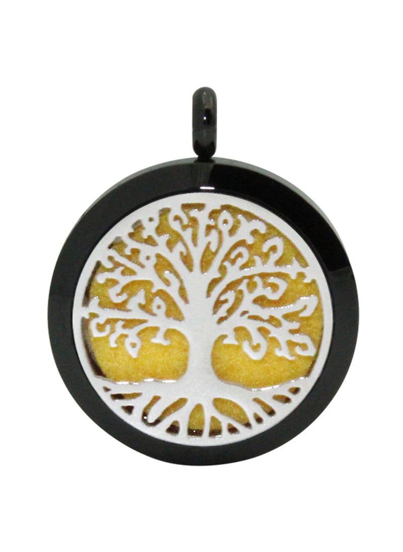 Generic Life Tree Pendant Aromatherapy Locket Necklace Black steel sheet 30mm 