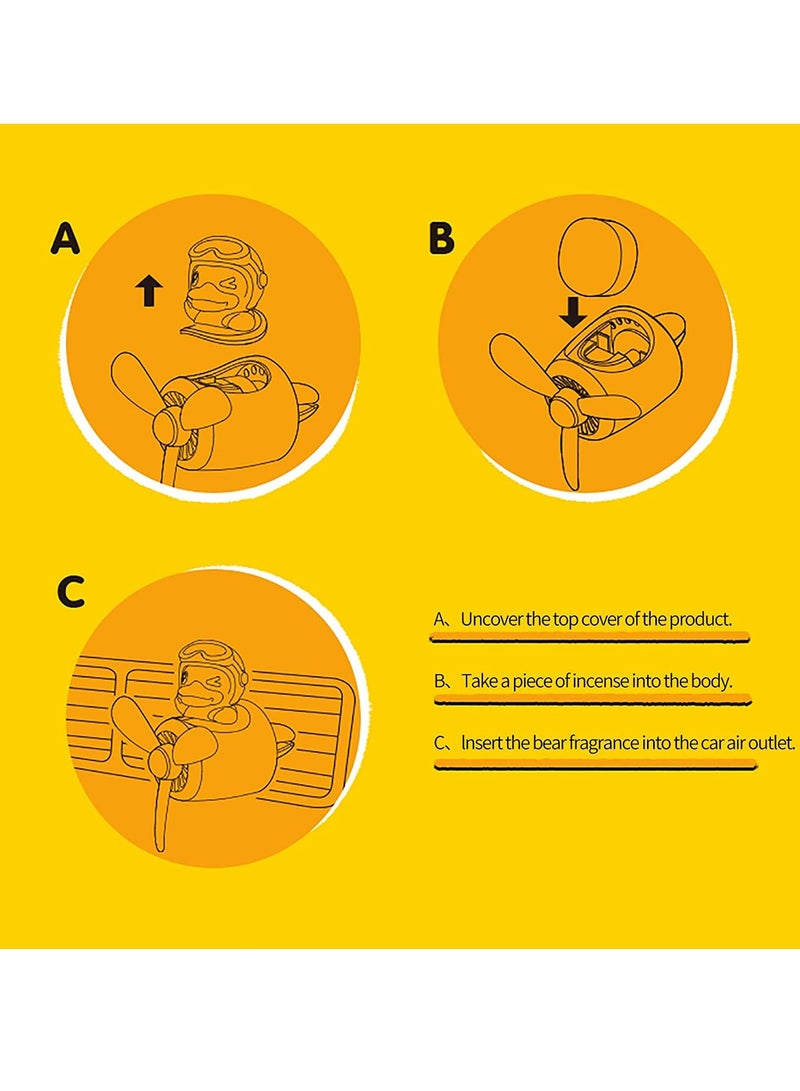 Loquat Car Air Fresheners Cartoon Yellow Duck Pilot Automotive Air Outlet Fan Creative Car Perfume Decoration (Yellow Duck) - Image 4