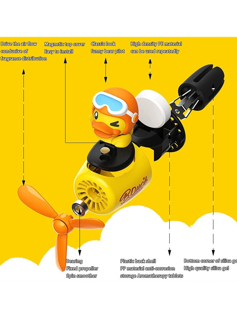 Loquat Car Air Fresheners Cartoon Yellow Duck Pilot Automotive Air Outlet Fan Creative Car Perfume Decoration (Yellow Duck) - Image 2
