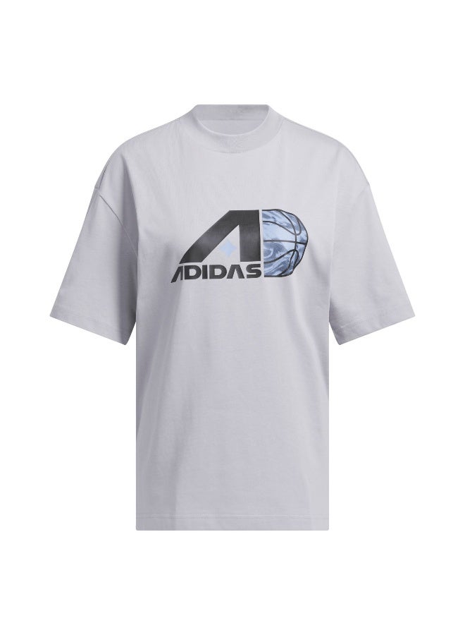 اديداس تيشيرت جرافيك رمادي لكرة السلة - Image 2