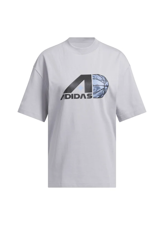 Adidas adidas Slct Gfx Tee Grey Basketball Other Shirts 2XS