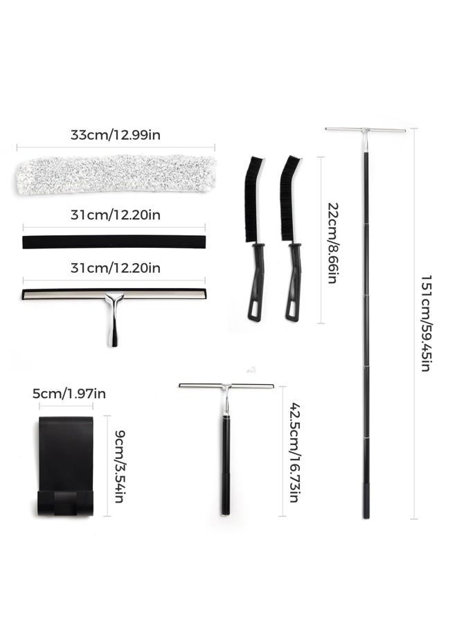 Mesiiloly 59.5" Long Handle Window Squeegee with Extension Pole, 12.4" Wide Metal Shower Squeegee for Glass Doors, Floor Squeegee for Home Window Cleaning, Tile Wall, Car - Image 3