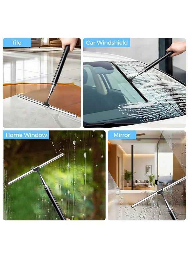 Mesiiloly 59.5" Long Handle Window Squeegee with Extension Pole, 12.4" Wide Metal Shower Squeegee for Glass Doors, Floor Squeegee for Home Window Cleaning, Tile Wall, Car - Image 2