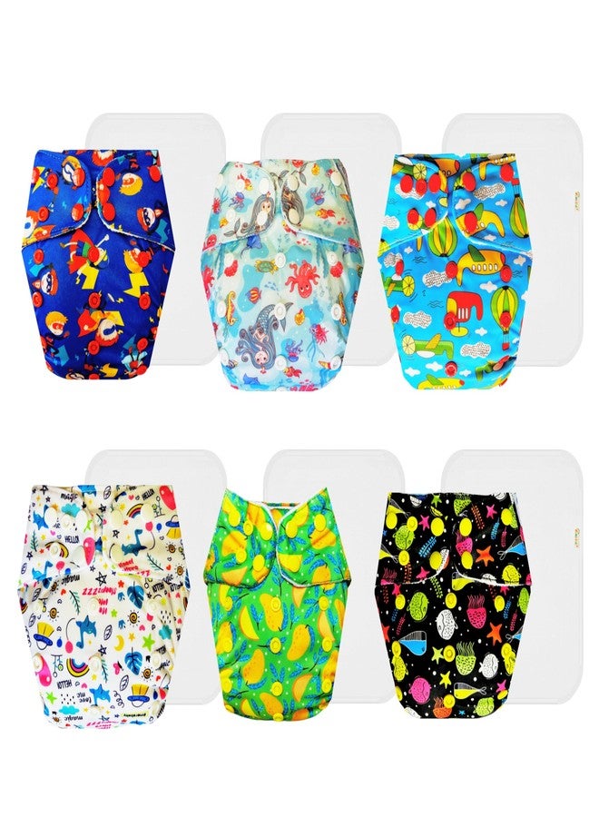حفاضات دمبلدو القماشية الممتازة مع حشوة قطنية (عبوة من 6 قطع) | شعور بالجفاف والراحة | وسادة ماصة من 6 طبقات | سريعة الجفاف | تغيير حفاضات بدون قلق | من 3 أشهر إلى 3 سنوات | للجنسين - Image 1