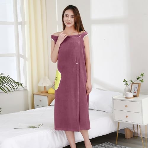 HOUSSE Wearable Microfiber Spa Bath Towel with Star Pocket for Girls & Women | Soft, Cozy Wrap with Snap Closure |Women’s Day Gift | 110 x 140 cm (Wine_Yellow) - Image 3