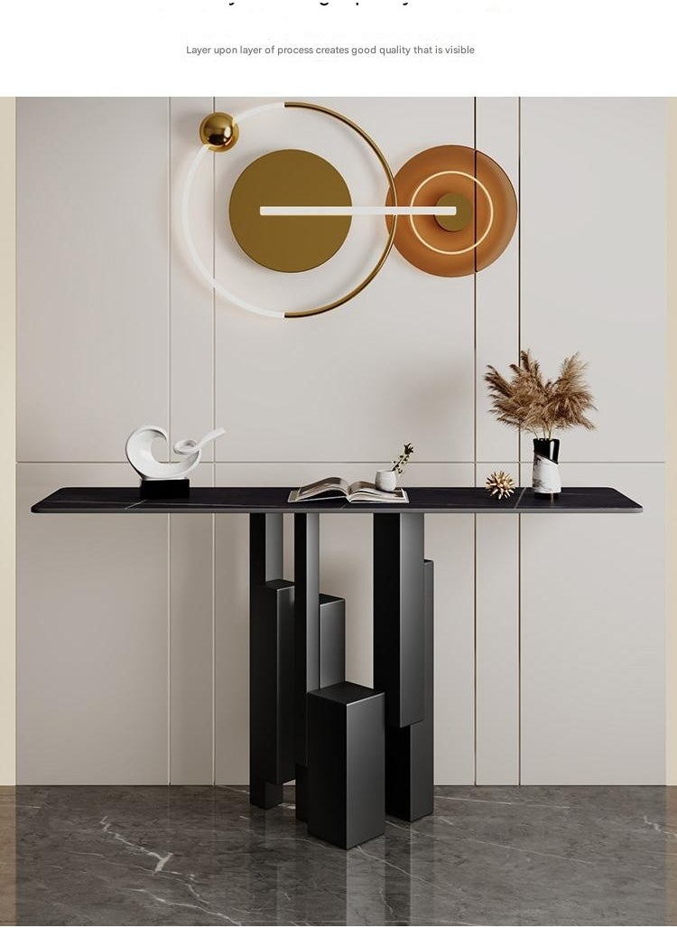 Raffine Elegant Iron Console Table Featuring a Durable Rock Plate Tabletop and Solid Metal Legs – Perfect for Entryways or Living Spaces, Measuring 120 × 35 × 80 cm  - Image 4