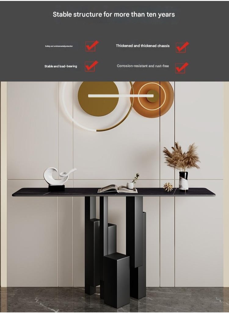 Raffine Elegant Iron Console Table Featuring a Durable Rock Plate Tabletop and Solid Metal Legs – Perfect for Entryways or Living Spaces, Measuring 120 × 35 × 80 cm  - Image 3