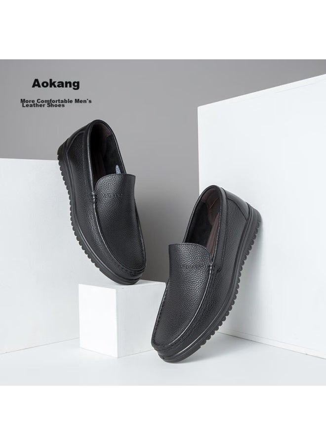 Aokang Business Formal Shoes, Slip-on Simple Leather Shoes, Comfortable Low-top Shoes, Black, Size 38 - Image 4
