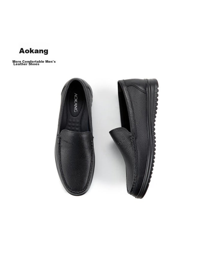 Aokang Business Formal Shoes, Slip-on Simple Leather Shoes, Comfortable Low-top Shoes, Black, Size 38 - Image 5