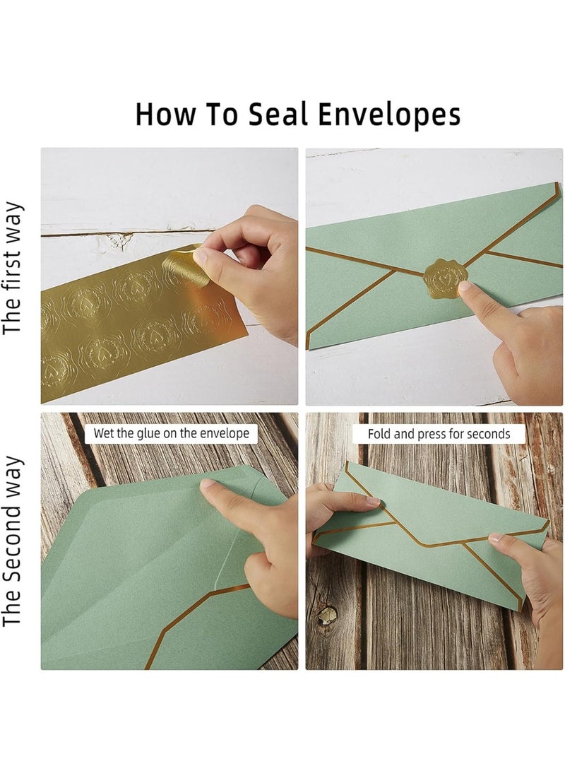 50 Pack #10 Business Envelopes with Gold Border, Self Seal Standard Envelopes with Gold Stickers for Office, Checks, Letter Mailing, Invoices, 4 1/8 x 9 1/2 Inches (Sage Green) - Image 3