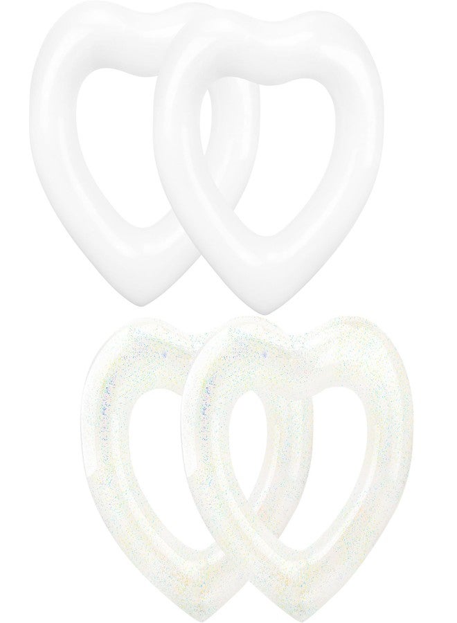 Sonarun 4 Pack Inflatable Swim Rings Float Heart Shaped Swimming Circle Pool Floats for Adults Pool Beach Party Supplies, 47.2 x 39.4 Inch - Image 1