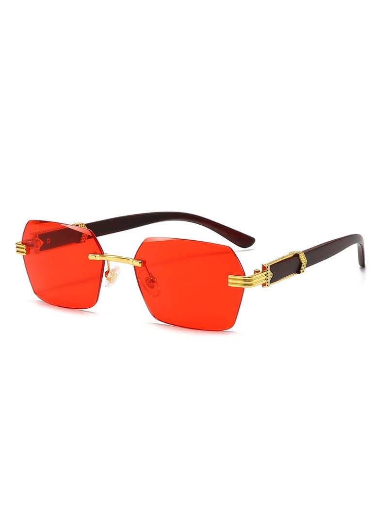 Generic - New square glasses frameless sunglasses womens European and American fashion glasses gradient sunscreen sunglasses wholesale Red - Image 1
