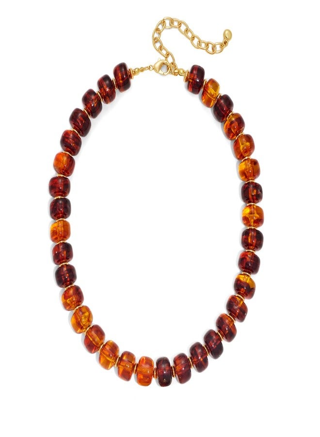 HolidayQbee Beaded Necklace for Women Boho Bead Gemstone Chunky Necklace Big Bead Necklace Fashion Trendy Summer Necklaces Jewelry Gifts, 17.3 inches (adjustable up to 20.8 inches), Resin, No Gemstone - Image 1