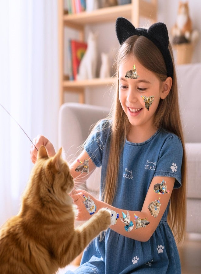 Backtopeia Cat Temporary Tattoos | Birthday Cat Birthday Party Decorations Party Favors Supplies Accessories Décor Stickers Gift Idea For Kids Teen Boy Girl Adult 60Pcs 4 Sheets Pre-cut - Image 5