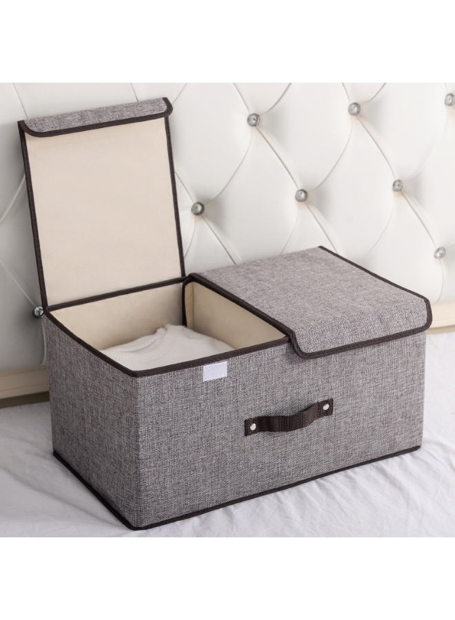 Buy one get one free foldable storage box with lid, 2-piece set, large size: 50x30x25 cm, small size: 36x25x16 cm. Storage box with handles, made of durable cardboard, can be used to store shoes, books, clothes, and bedding. - Image 2