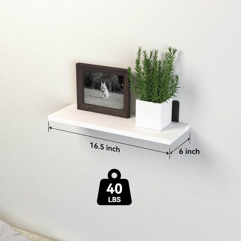 DOLLFIO Floating Shelves, 3 Sets Wall Wooden Shelves for Décor, Mounted Bathroom Shelf Storage, Book Wall, Bedroom, Living Room – White, HM02 - Image 3