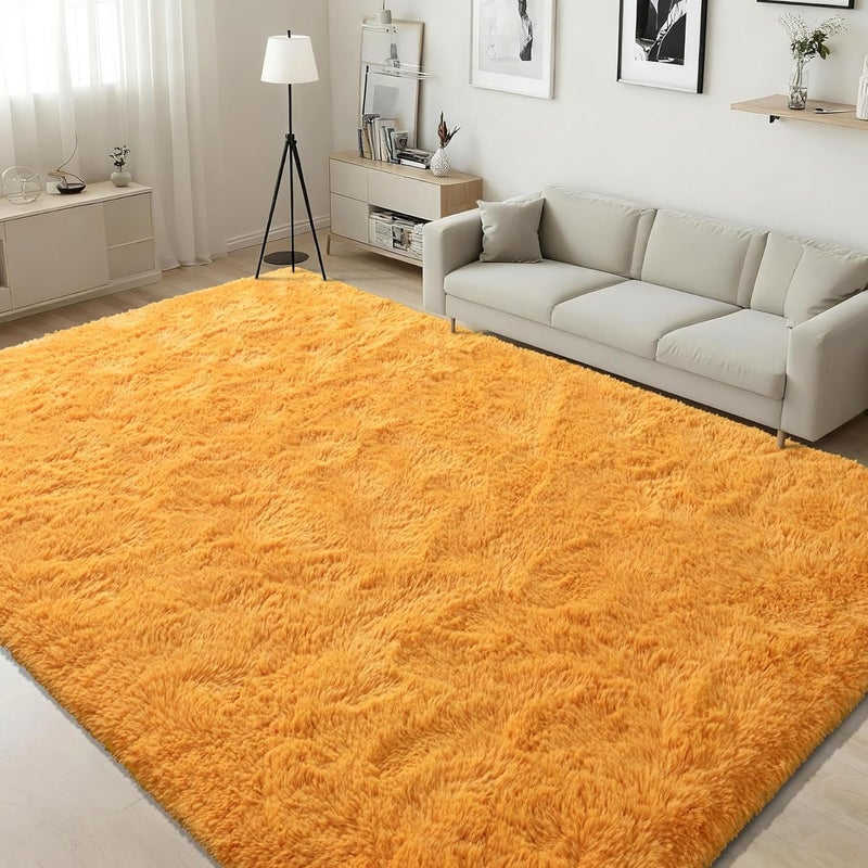 ISEAU Fluffy Rug Carpets Soft Shaggy Area Rugs Indoor Floor Mats for Kids Room Fuzzy Carpet Comfy Cute Nursery Mat Bedside Rug for Boys Girls Bedroom Living Room Home Decor, 6ft x 9ft,Orange - Image 1
