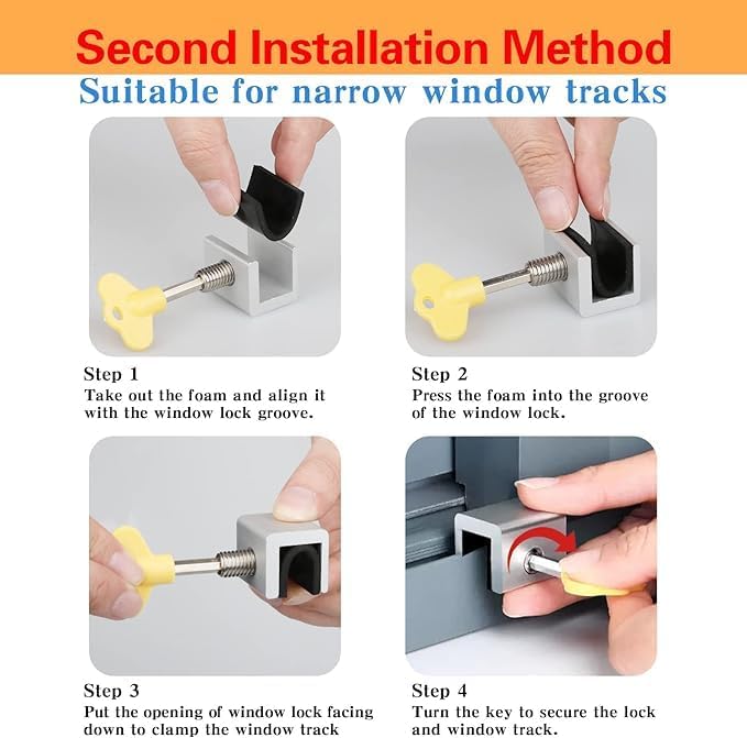 Ncry Window Locks Sliding Security Windows Locks with Key Window Security Bars for VerticalHorizontal Slide DoorAdjustable Security Locks for Child Home Bedroom and Office 6 PCS Lock - Image 4