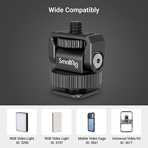 SmallRig 1/4" Mini Ball Head Cold Shoe Mount Adapter with 1/4"-20 Thread for Camera Phone Cage LED Video Light-3577 - Image 5
