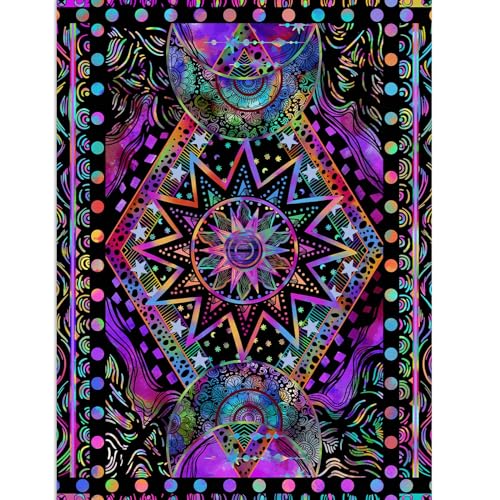 Fowocu Blacklight Sun and Moon Tapestry Glow in The Dark Neon Hippie Bohemian Tapestries for Bedroom Aesthetic UV Reactive Purple Celestial Tie Dye Tapestry Wall Hanging for Living Room Dorm (40'' × 30'') - Image 1