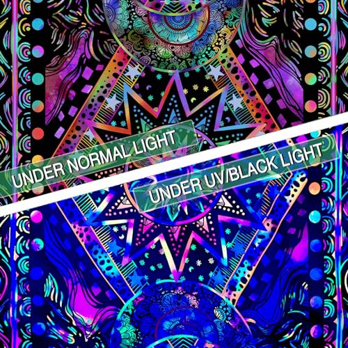 Fowocu Blacklight Sun and Moon Tapestry Glow in The Dark Neon Hippie Bohemian Tapestries for Bedroom Aesthetic UV Reactive Purple Celestial Tie Dye Tapestry Wall Hanging for Living Room Dorm (40'' × 30'') - Image 4