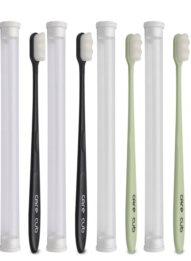 CARE CUB CARECUB 2 Blk & 2 Grn ZigZag Toothbrushes with White Bristles - BPA-Free, Ultra Soft Micro Nano Bristles, Ideal for Sensitive Teeth, 8+ & Adults - Image 1