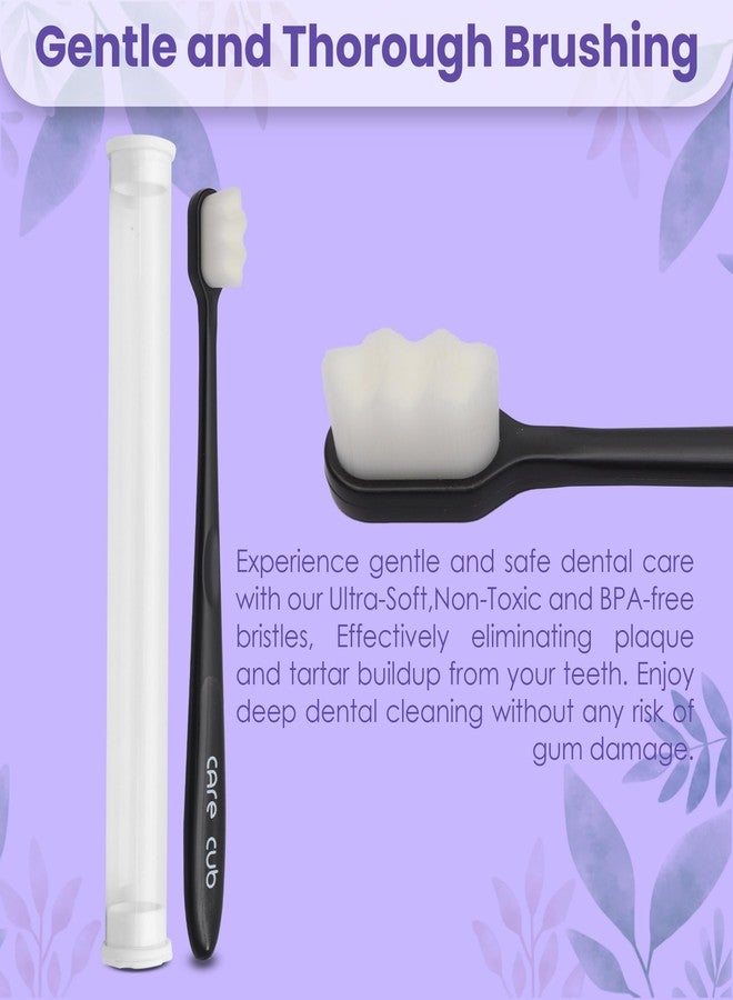 CARE CUB CARECUB 2 Blk & 2 Grn ZigZag Toothbrushes with White Bristles - BPA-Free, Ultra Soft Micro Nano Bristles, Ideal for Sensitive Teeth, 8+ & Adults - Image 2