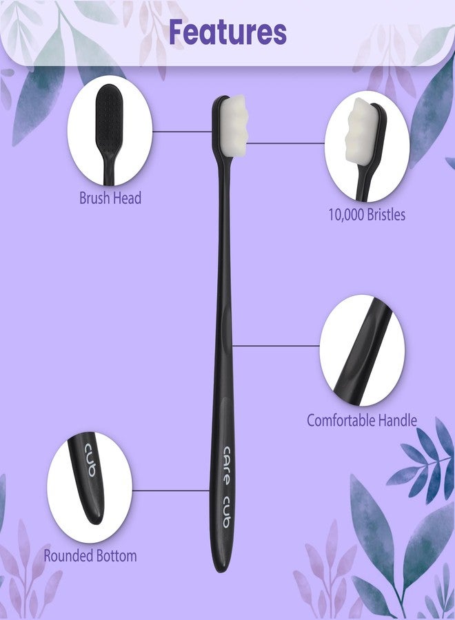 CARE CUB CARECUB 2 Blk & 2 Grn ZigZag Toothbrushes with White Bristles - BPA-Free, Ultra Soft Micro Nano Bristles, Ideal for Sensitive Teeth, 8+ & Adults - Image 4