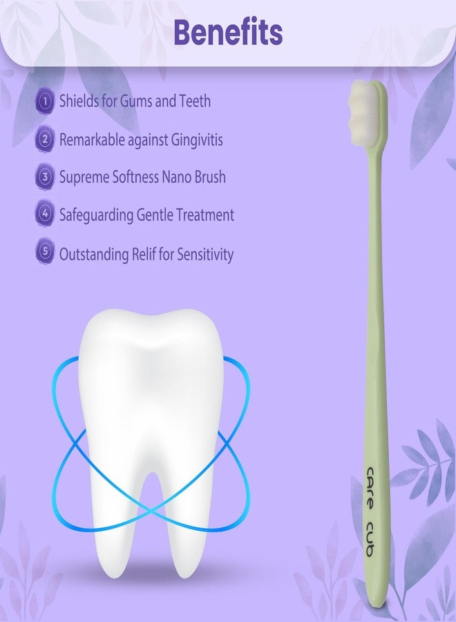 CARE CUB CARECUB 2 Blk & 2 Grn ZigZag Toothbrushes with White Bristles - BPA-Free, Ultra Soft Micro Nano Bristles, Ideal for Sensitive Teeth, 8+ & Adults - Image 5